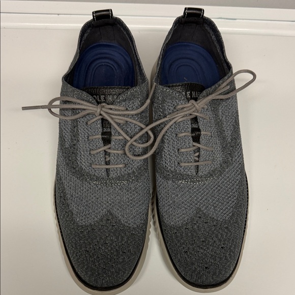 Cole Haan Gray Knit Lace-Up Oxfords with Blue Insoles